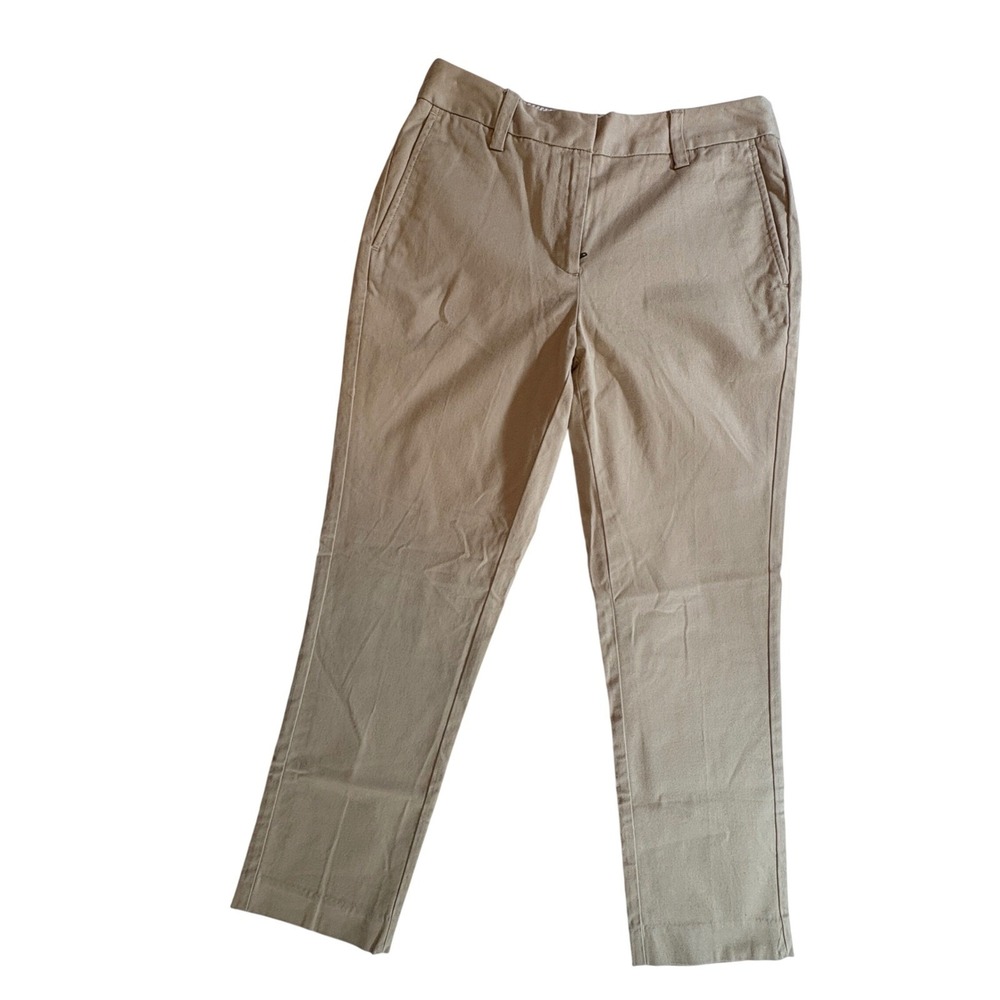 Lands End Chino Pants Womens 2 Khaki Mid‎ Rise Straight Leg Crop Stretch Work